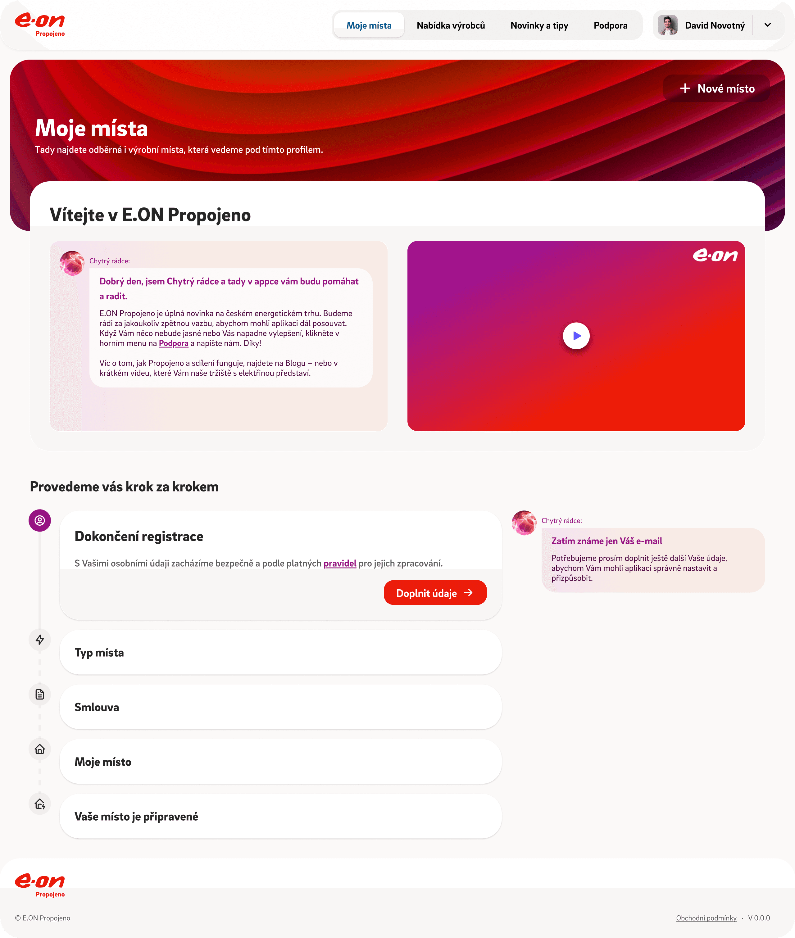 Ukázka aplikace - registrace a vytvoření účtu