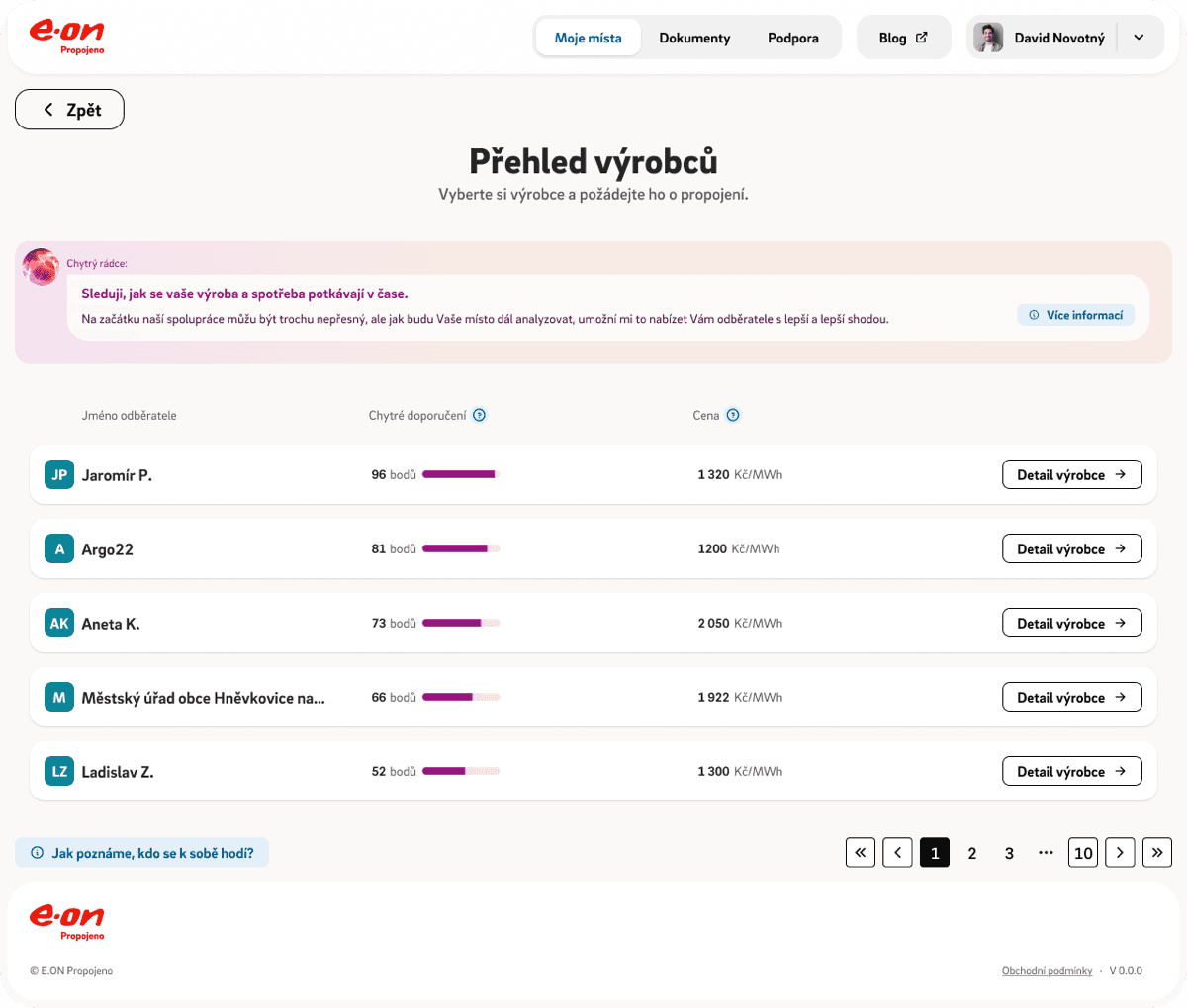 Ukázka aplikace – výběr výrobce