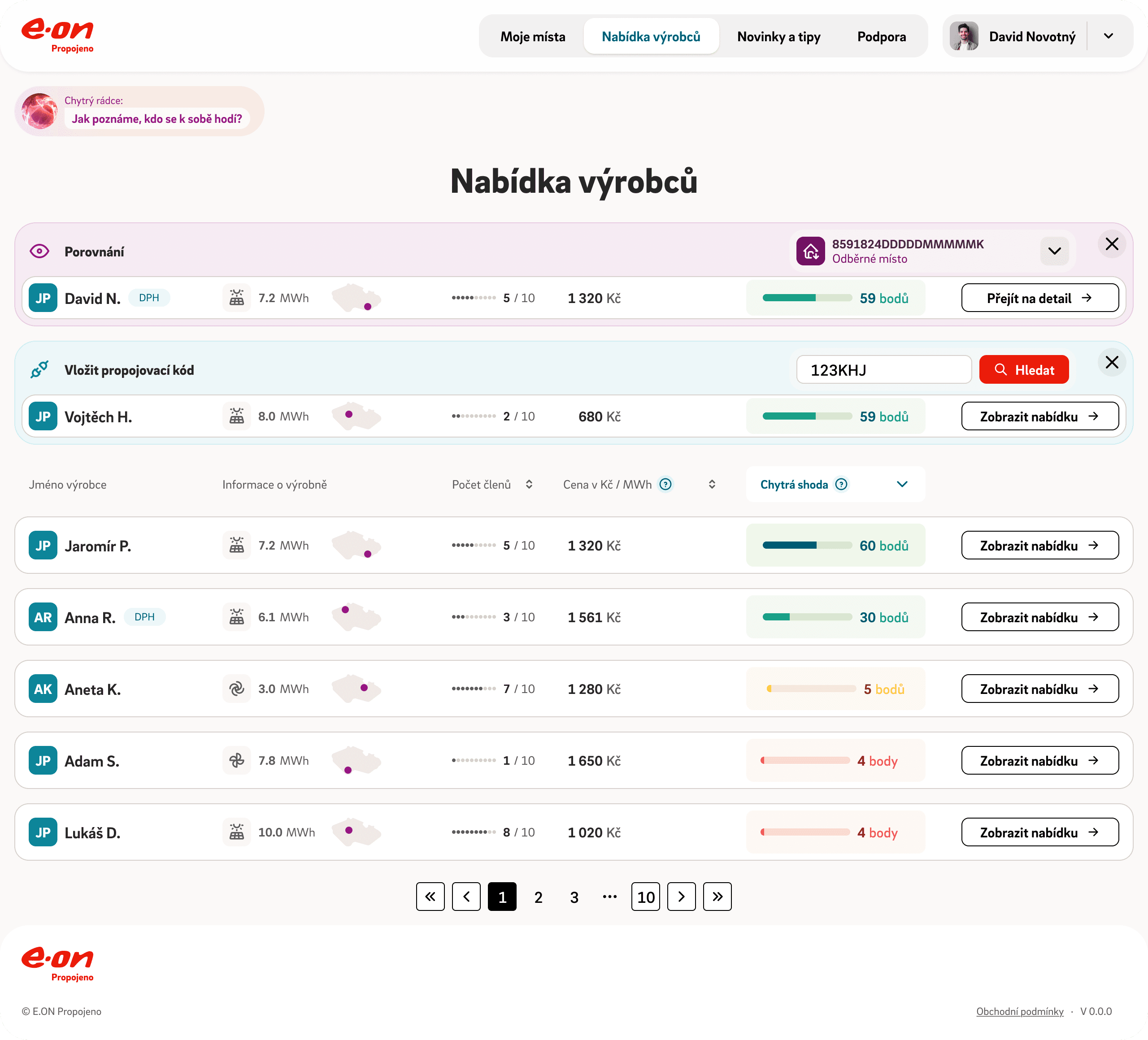 Ukázka aplikace - výběr výrobce